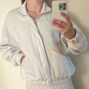 Zara White Quilted Bomber Jacket